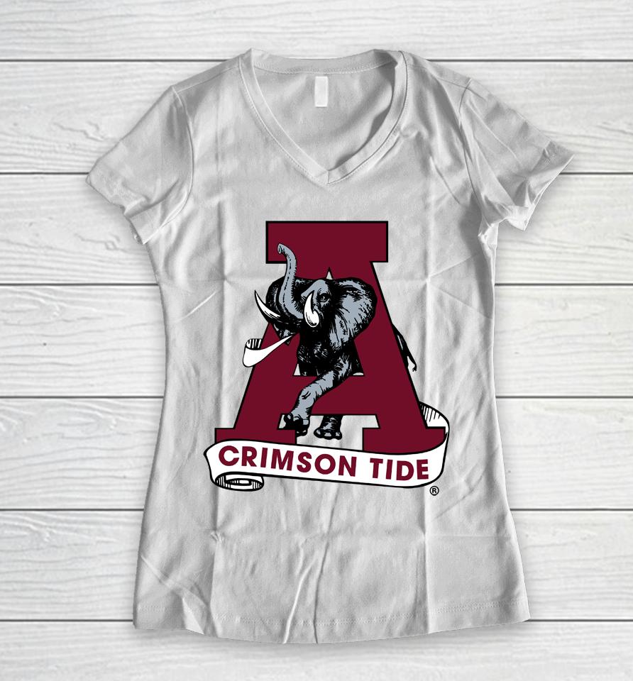 Ncaa 2022 Crimson Alabama Crimson Tide Team Vault Logo Women V-Neck T-Shirt