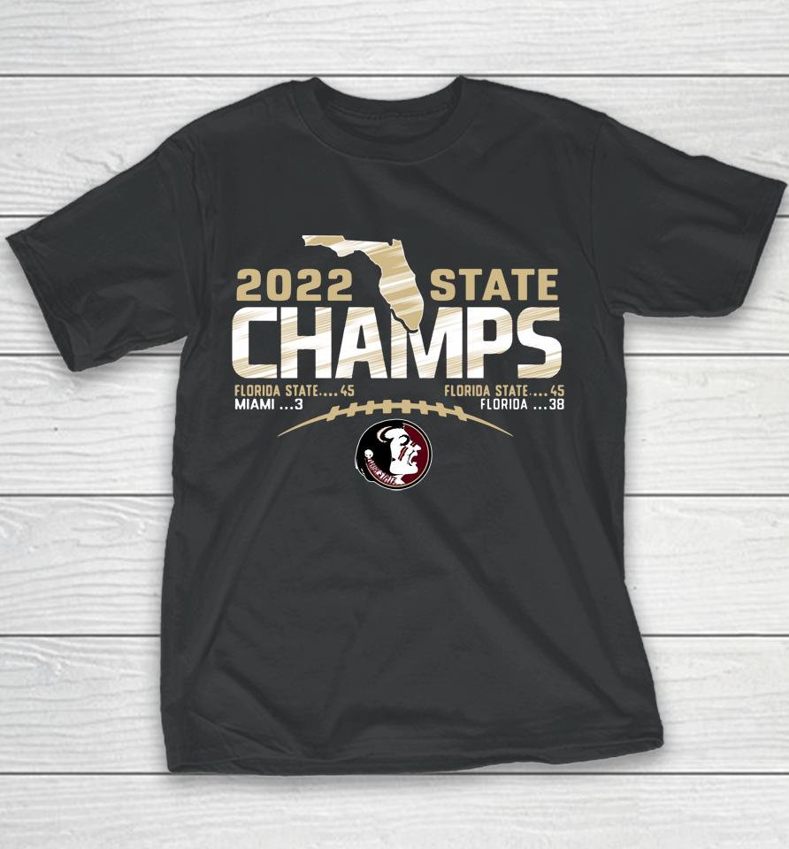 Ncaa 2022 Florida State Seminoles State Champions Football Score Youth T-Shirt