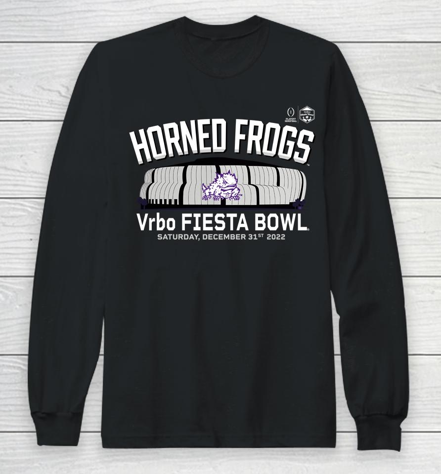 Ncaa 2022 Tcu Horned Vrbo Frogs Fiesta Bowl Gameday College Football Playoff Long Sleeve T-Shirt
