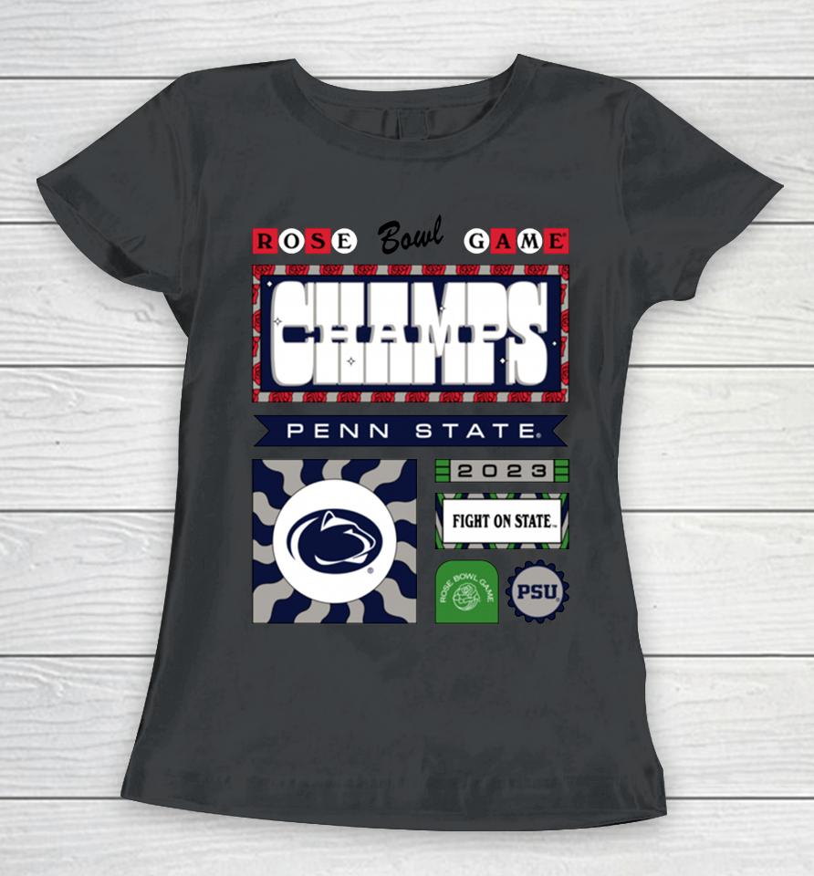 Ncaa 2023 Penn State Rose Bowl Champions Fight On State Locker Room Women T-Shirt