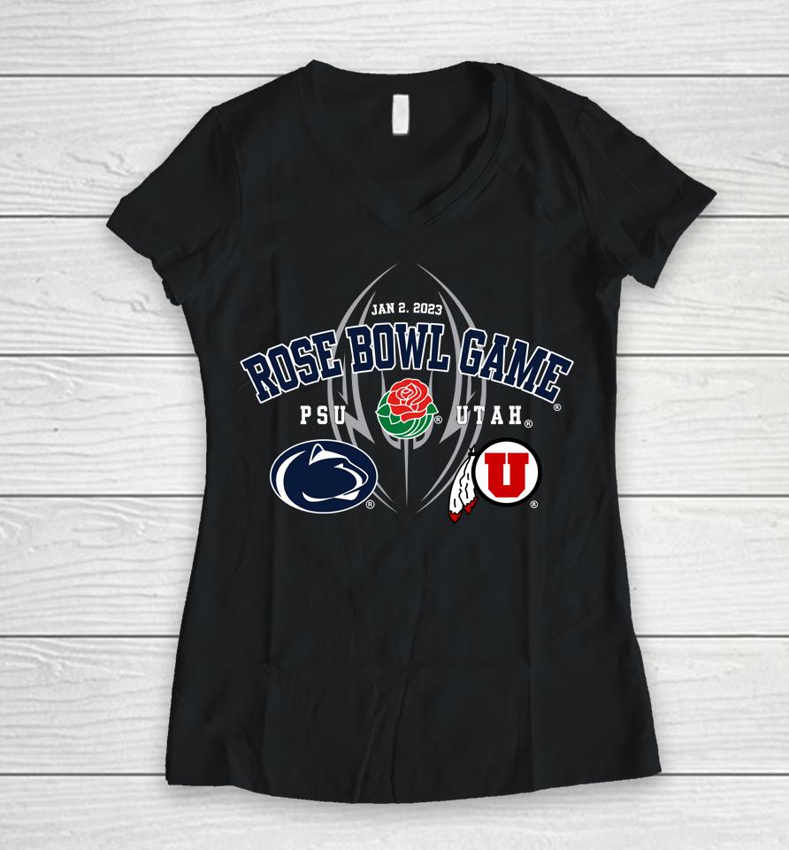 Ncaa 2023 Penn State Rose Bowl Game Dueling Teams Women V-Neck T-Shirt