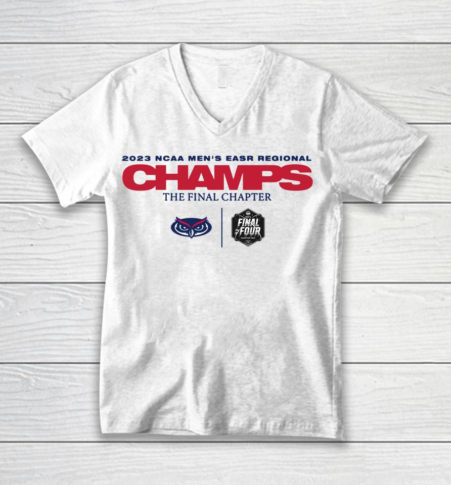 Ncaa Fau Owls Men's Basketball Tournament March Madness Final Four Regional Champions Unisex V-Neck T-Shirt