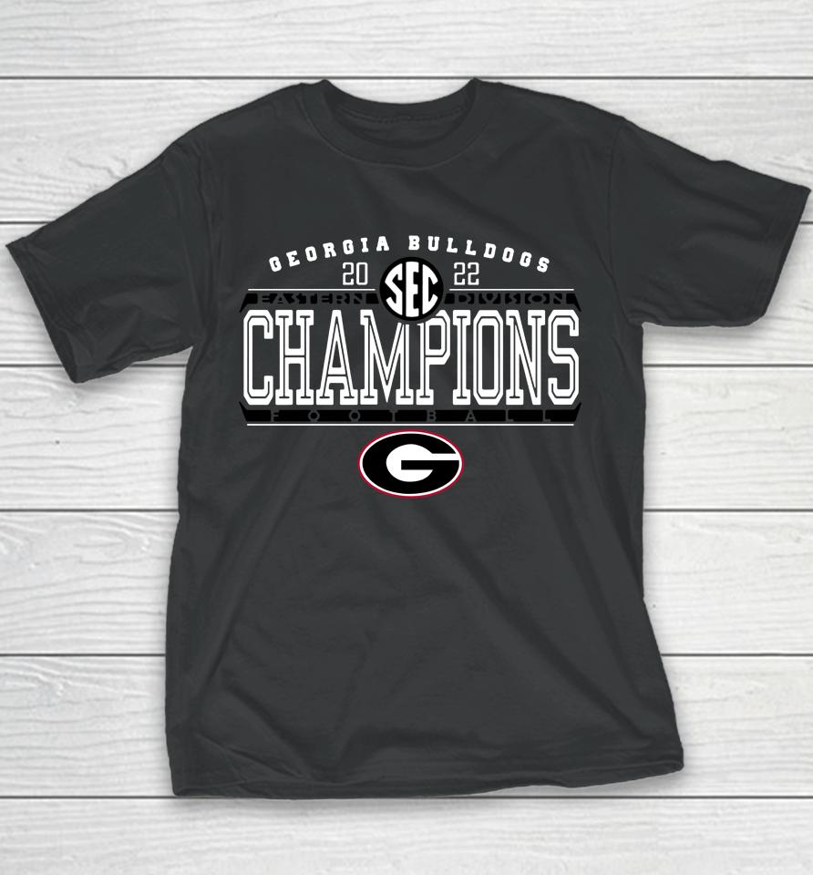 Ncaa Georgia Bulldogs Football 2022 Sec East Champions Youth T-Shirt