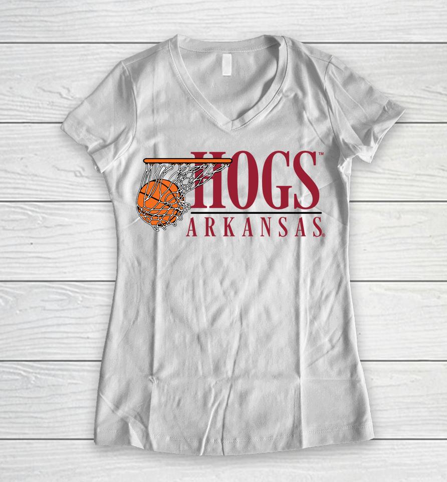 Ncaa Hogs Arkansas Swish Women V-Neck T-Shirt