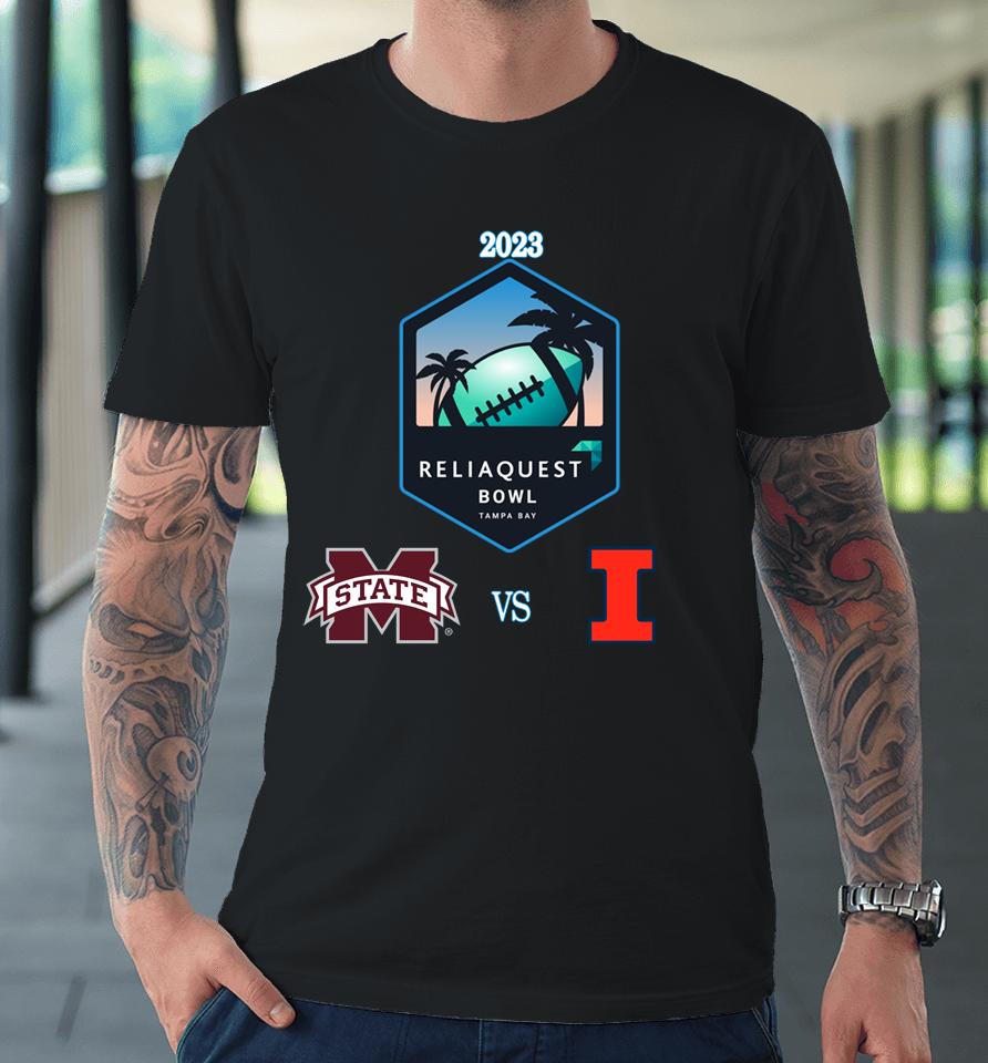 Ncaa Illinois Vs Mississippi State Football 2023 Reliaquest Bowl Matchup Premium T-Shirt