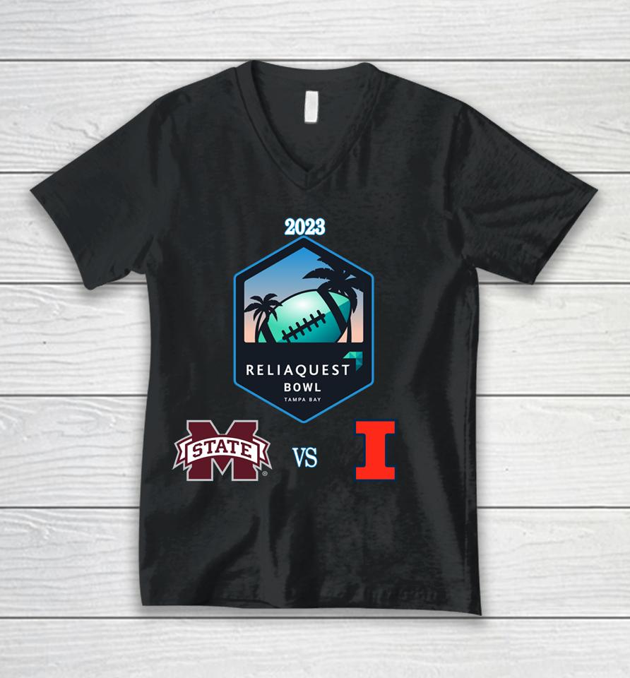 Ncaa Illinois Vs Mississippi State Football 2023 Reliaquest Bowl Matchup Unisex V-Neck T-Shirt