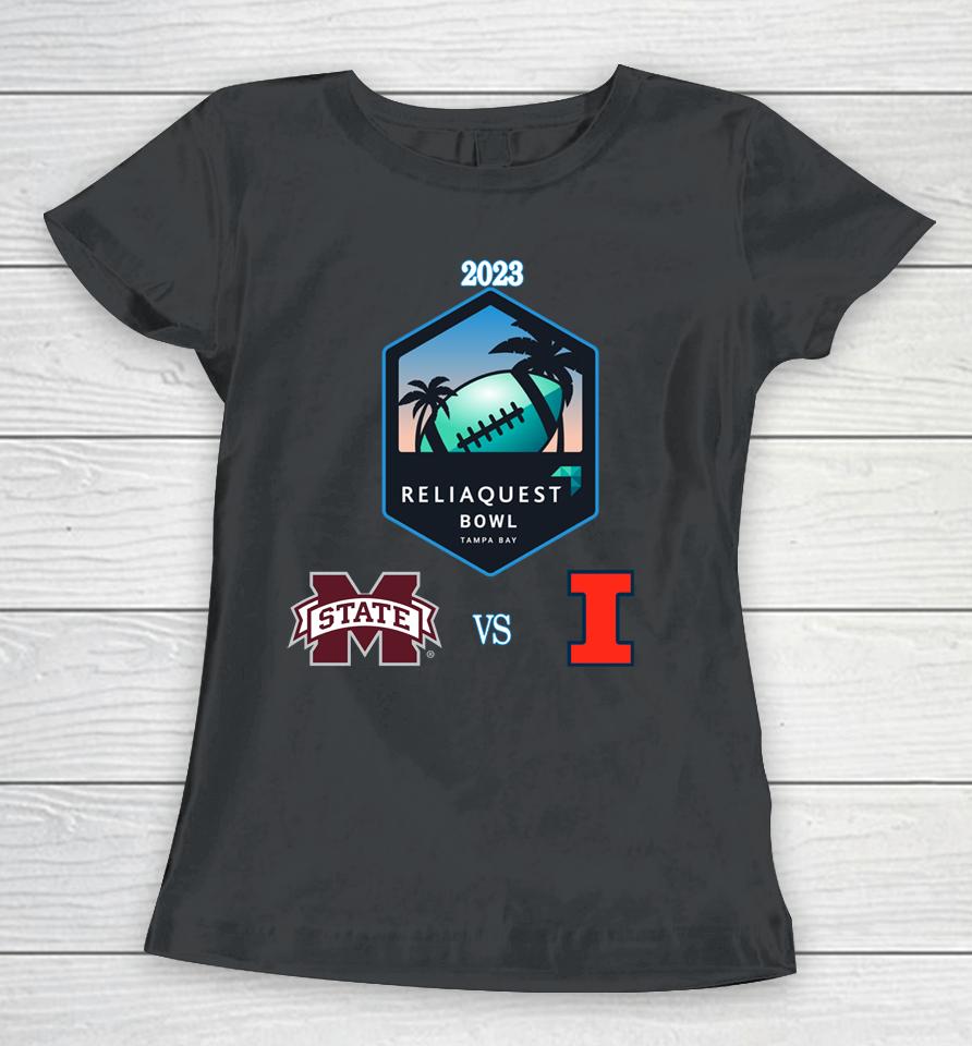 Ncaa Illinois Vs Mississippi State Football 2023 Reliaquest Bowl Matchup Women T-Shirt