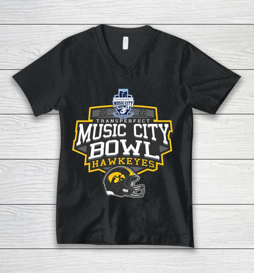 Ncaa Iowa Hawkeyes Football 2022 Transperfect Music City Bowl Unisex V-Neck T-Shirt