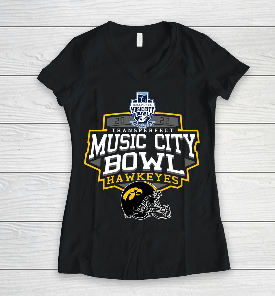Ncaa Iowa Hawkeyes Transperfect Music City Bowl College Football Playoff Women V-Neck T-Shirt