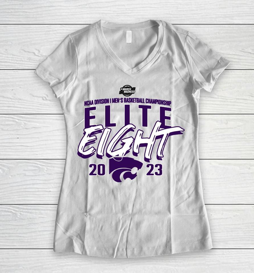 Ncaa Kansas State Wildcats Men's Basketball Tournament March Madness Elite Eight Team Women V-Neck T-Shirt