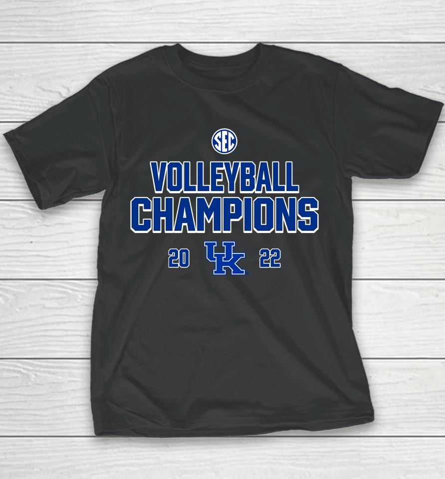 Ncaa Kentucky Wildcats 2022 Sec Volleyball Regular Season Champions Youth T-Shirt