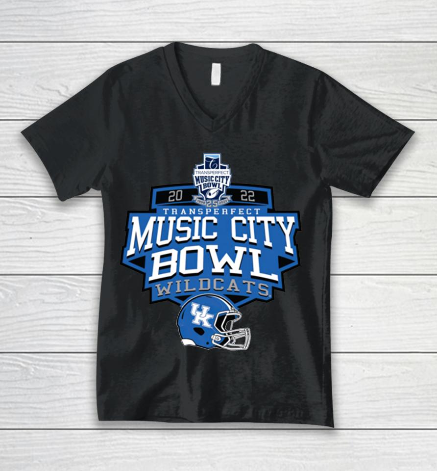Ncaa Kentucky Wildcats Football 2022 Transperfect Music City Bowl Unisex V-Neck T-Shirt