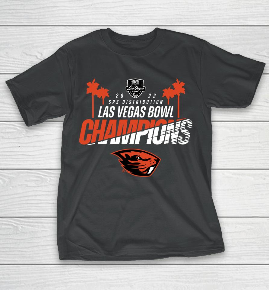 Ncaa Las Vegas Bowl 2022 Champions Black Oregon State Beavers Logo T-Shirt