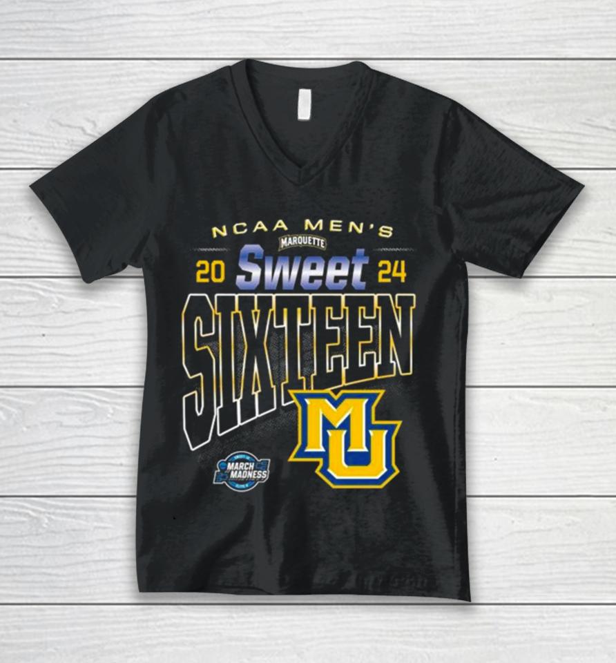 Ncaa Marquette Golden Eagles 2024 Men’s Basketball Sweet Sixteen Unisex V-Neck T-Shirt