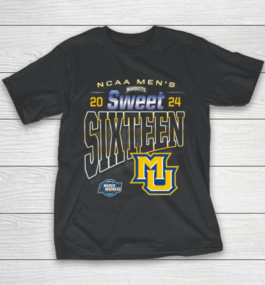 Ncaa Marquette Golden Eagles 2024 Men’s Basketball Sweet Sixteen Youth T-Shirt