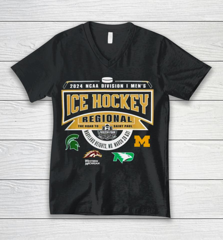 Ncaa Men’s Ice Hockey Regional Maryland Heights Championship 2024 Unisex V-Neck T-Shirt