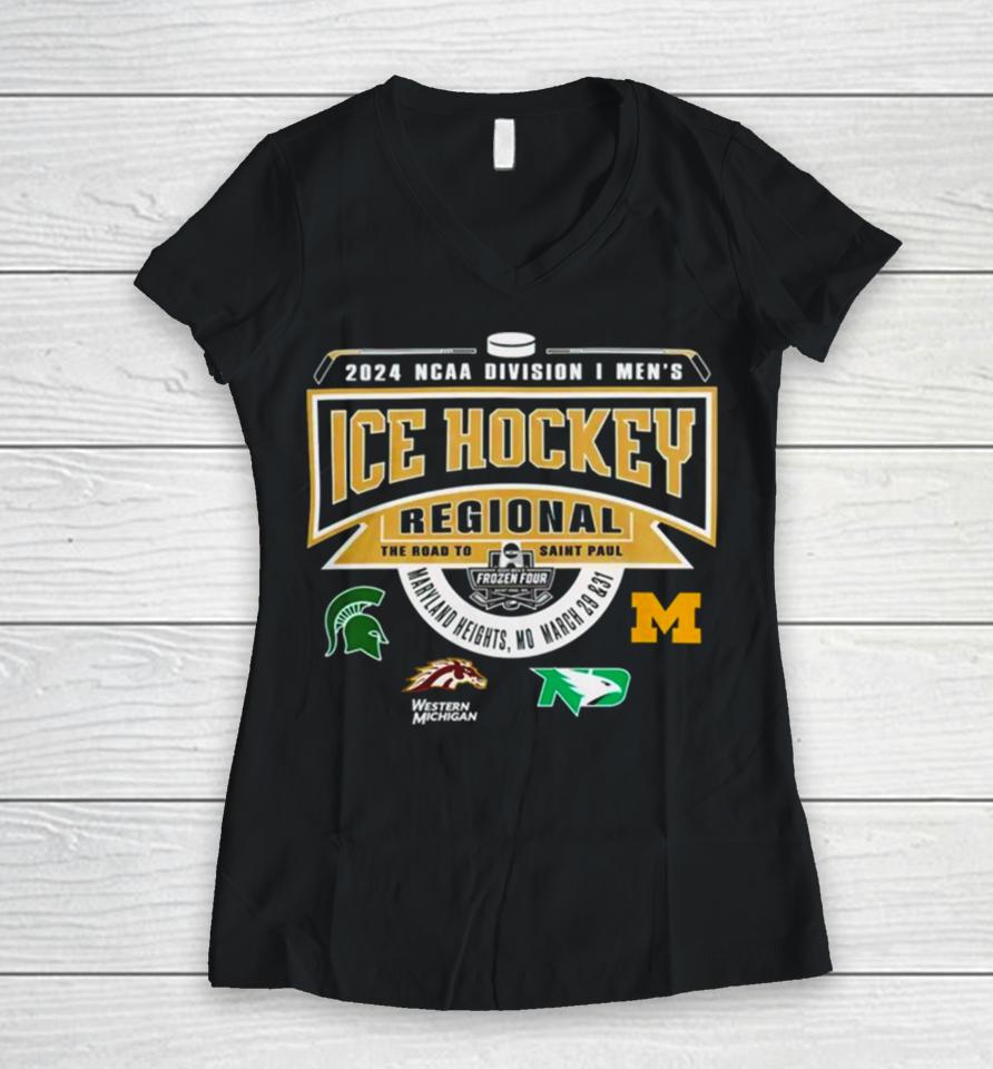 Ncaa Men’s Ice Hockey Regional Maryland Heights Championship 2024 Women V-Neck T-Shirt