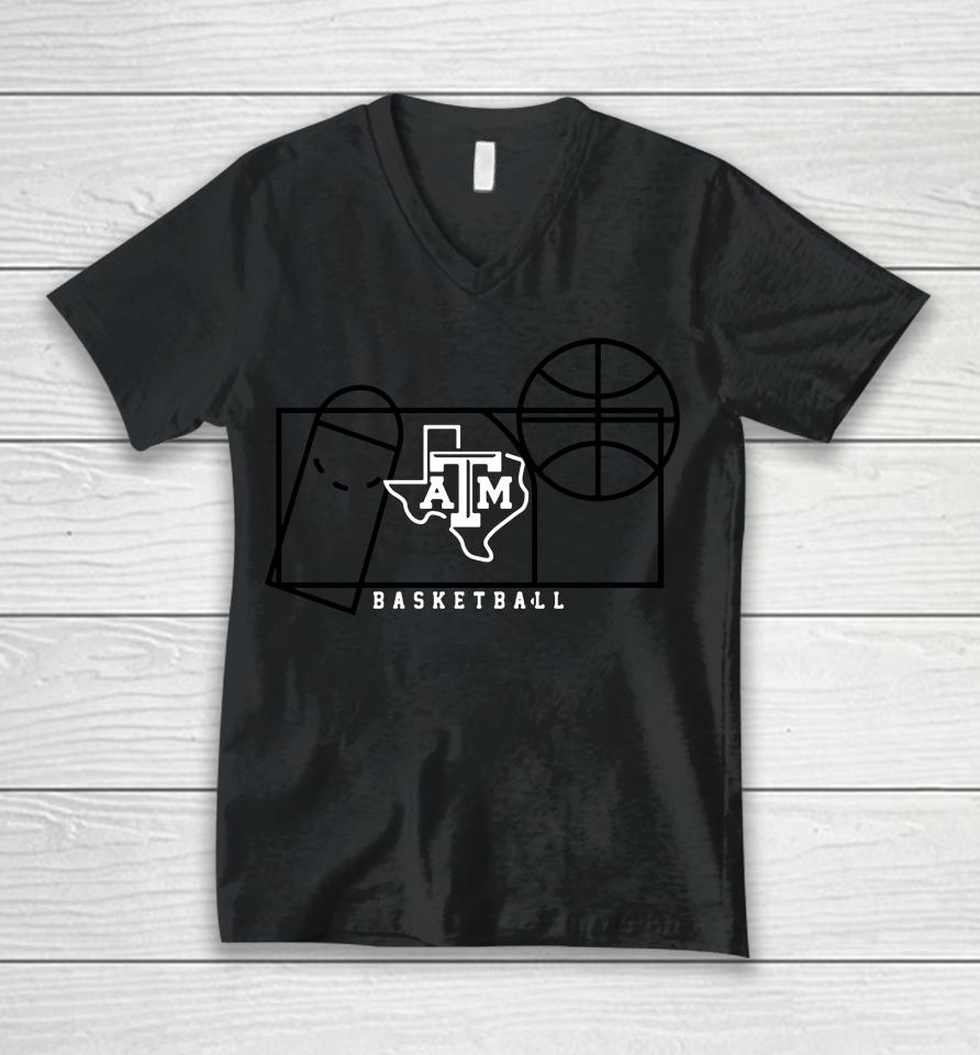 Ncaa Men's Maroon Texas A And M Aggies Basketball Court Fresh Unisex V-Neck T-Shirt