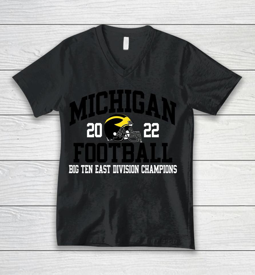 Ncaa Michigan Football 2022 Big 10 East Division Champions Unisex V-Neck T-Shirt