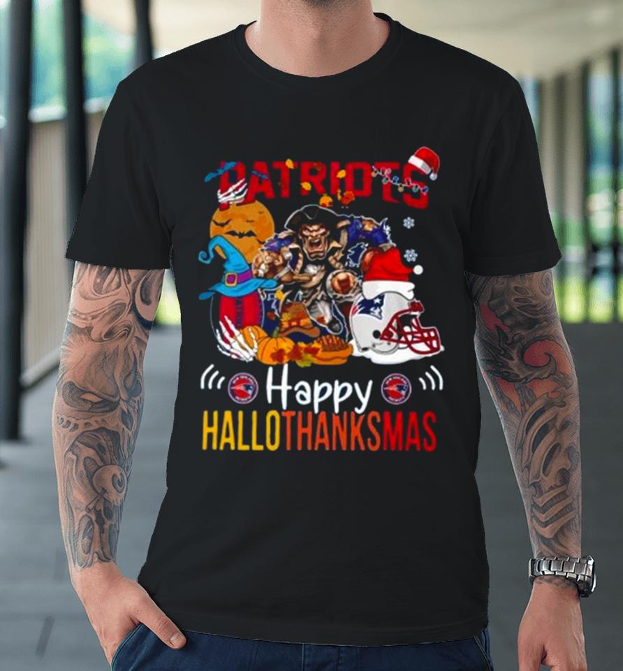 Ncaa New England Patriots Mascot Happy Hallothanksmas Premium T-Shirt