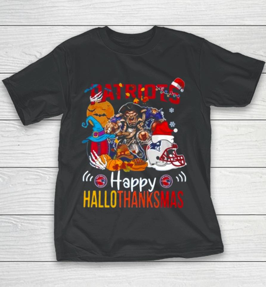 Ncaa New England Patriots Mascot Happy Hallothanksmas Youth T-Shirt