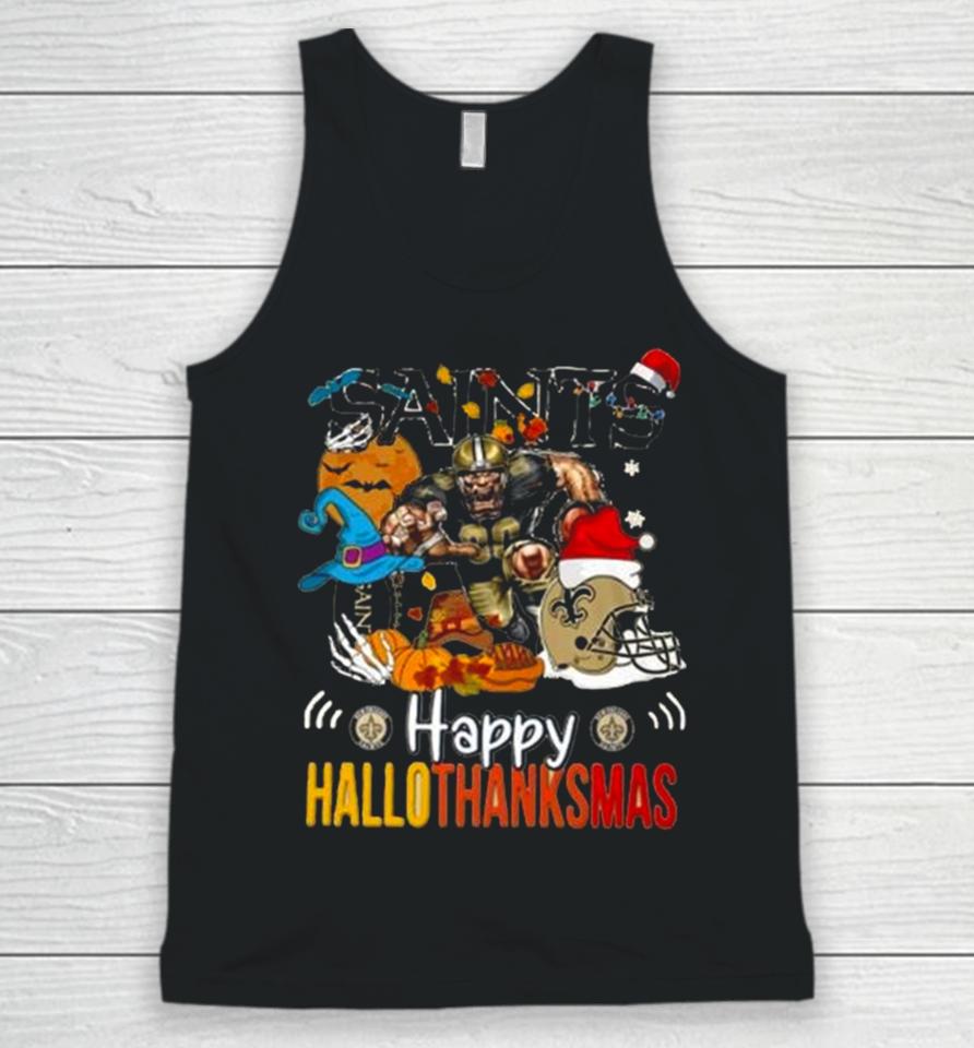 Ncaa New Orleans Saints Mascot Happy Hallothanksmas Unisex Tank Top
