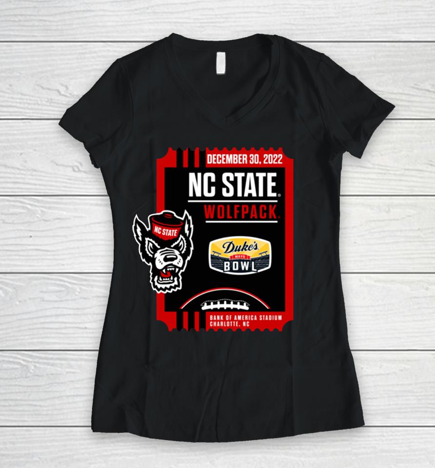 Ncaa North Carolina State 2022 Duke's Mayo Bowl Women V-Neck T-Shirt