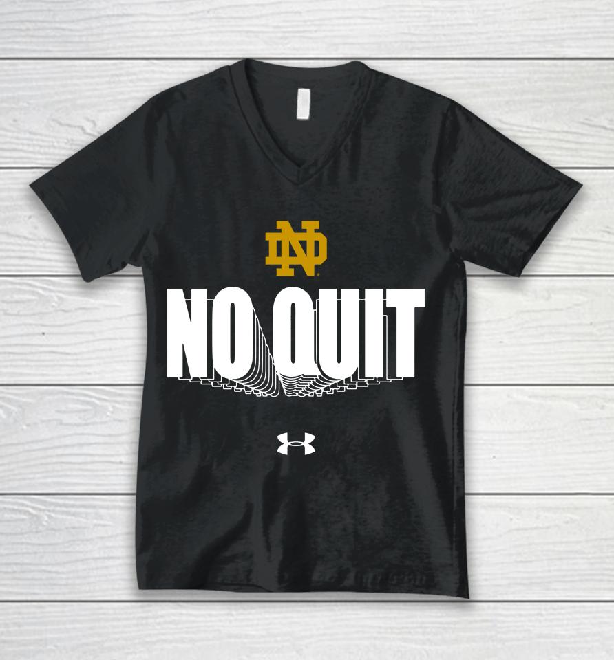 Ncaa Notre Dame Fighting Irish No Quit Unisex V-Neck T-Shirt