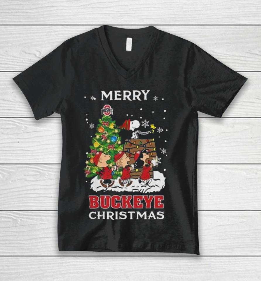 Ncaa Ohio State Buckeyes Snoopy Family Christmas Unisex V-Neck T-Shirt