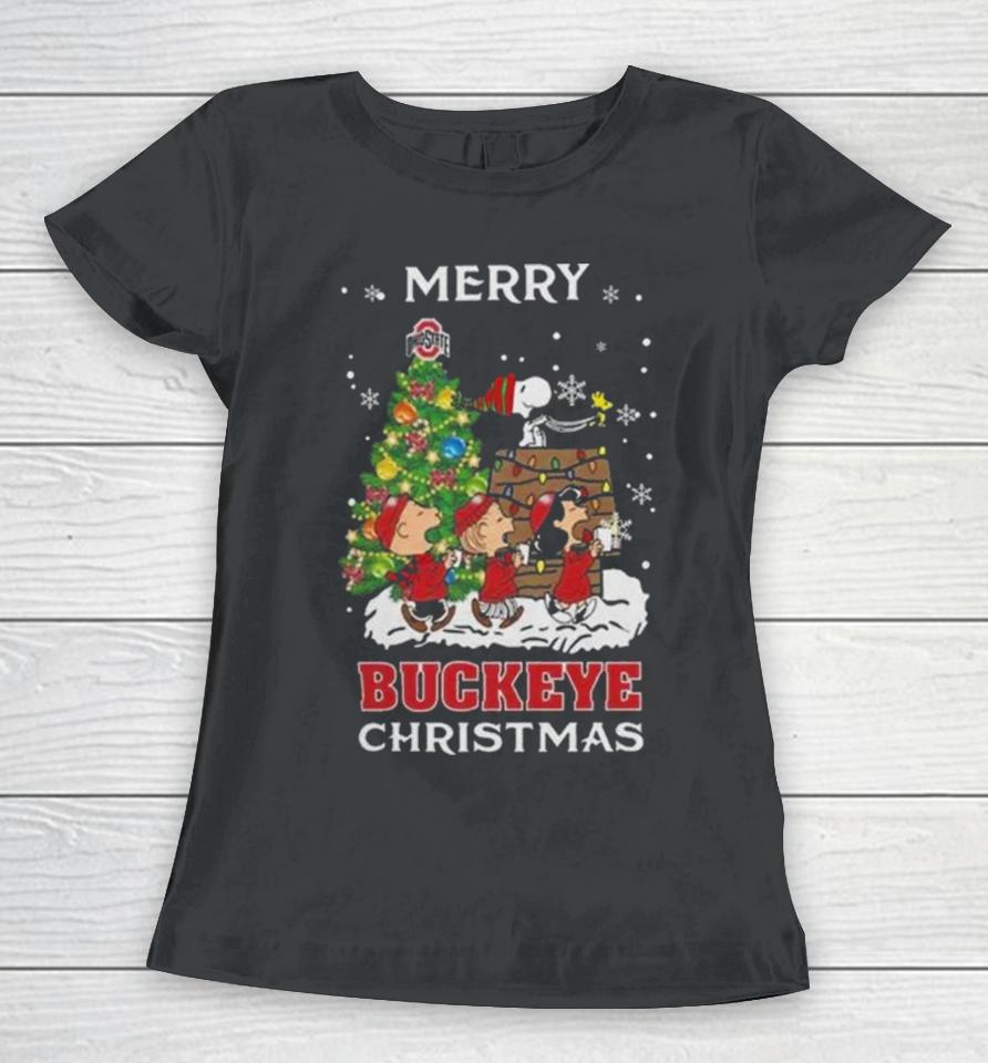 Ncaa Ohio State Buckeyes Snoopy Family Christmas Women T-Shirt
