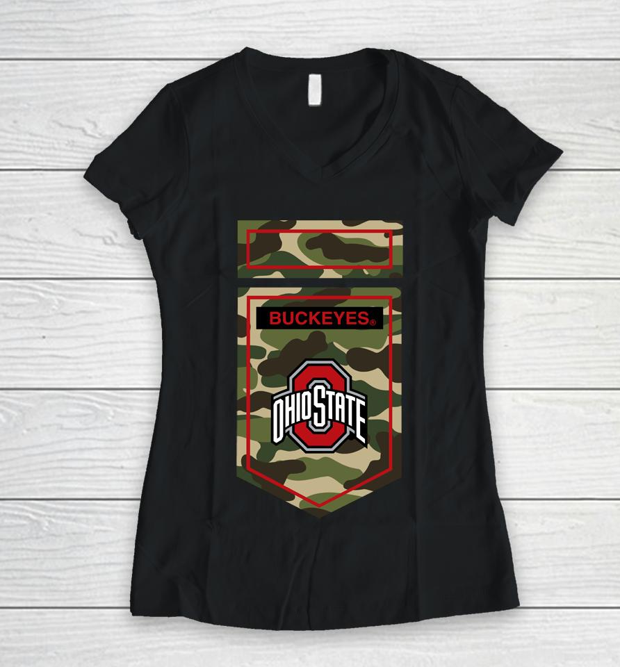 Ncaa Ohio State Buckeyes Veterans Camo Women V-Neck T-Shirt