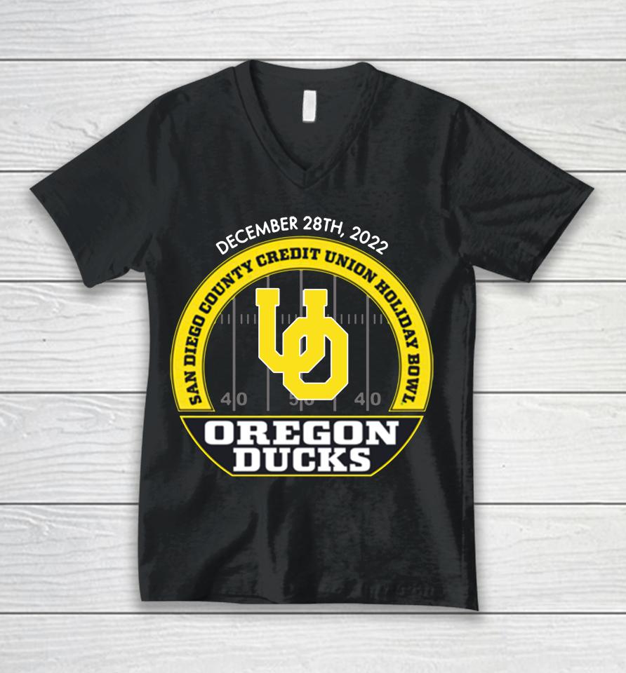 Ncaa Oregon Ducks 2022 Holiday Bowl Unisex V-Neck T-Shirt