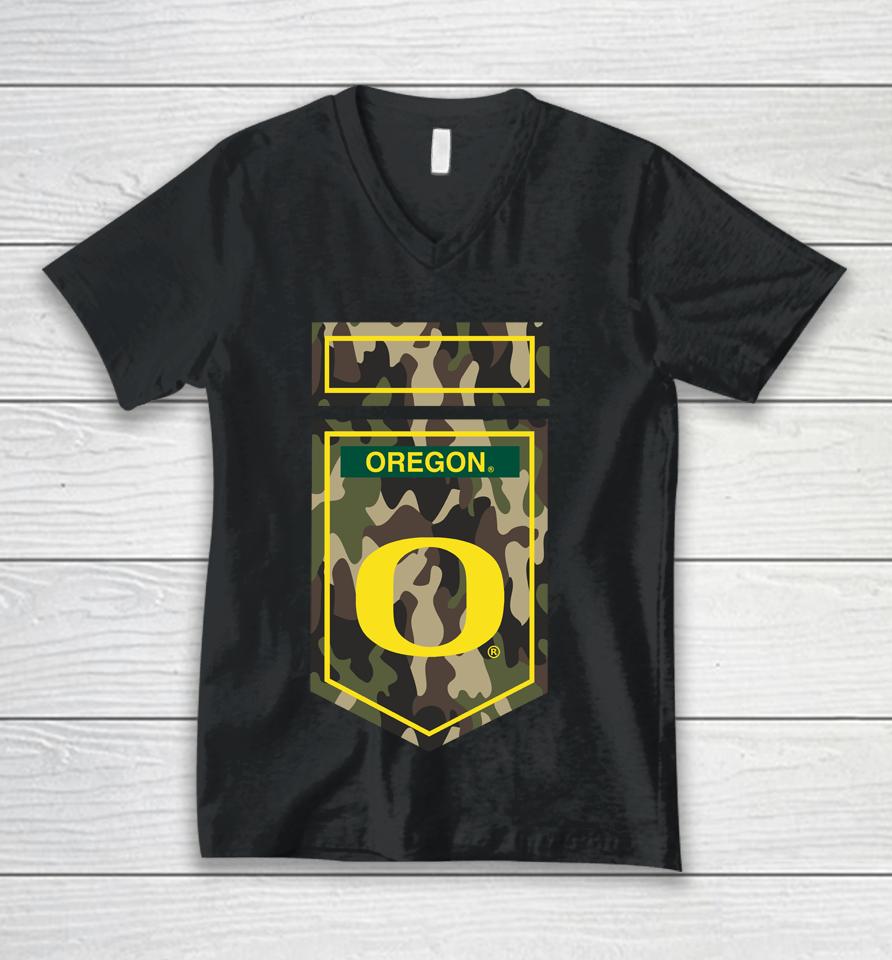 Ncaa Oregon Ducks Veterans Camo Unisex V-Neck T-Shirt