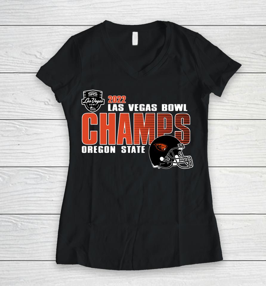 Ncaa Oregon State Beavers 2022 Las Vegas Bowl Champions Women V-Neck T-Shirt