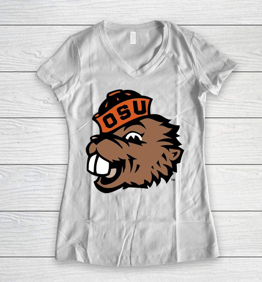 Ncaa Oregon State Beavers Vintage School Logo Women V-Neck T-Shirt