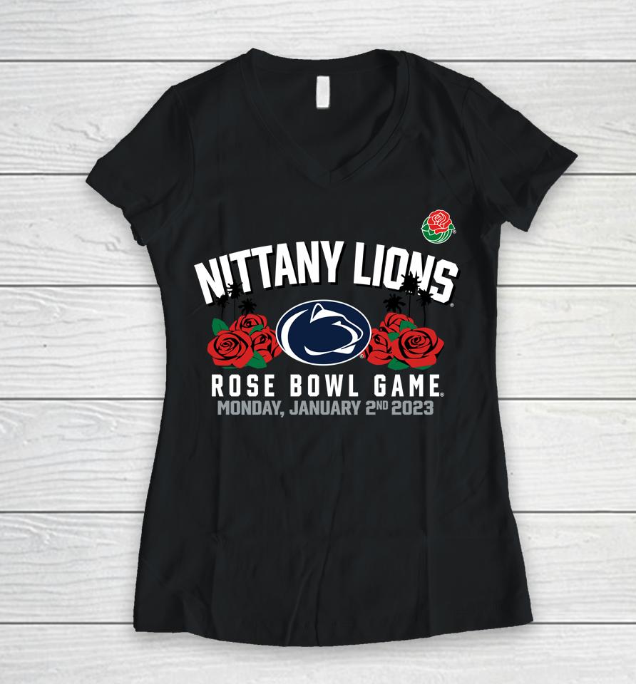 Ncaa Penn State Nittany Lions 2023 Rose Bowl Gameday Stadium Women V-Neck T-Shirt