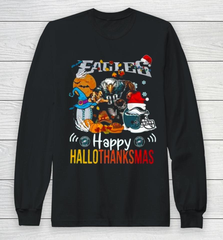 Ncaa Philadelphia Eagles Mascot Happy Hallothanksmas Long Sleeve T-Shirt