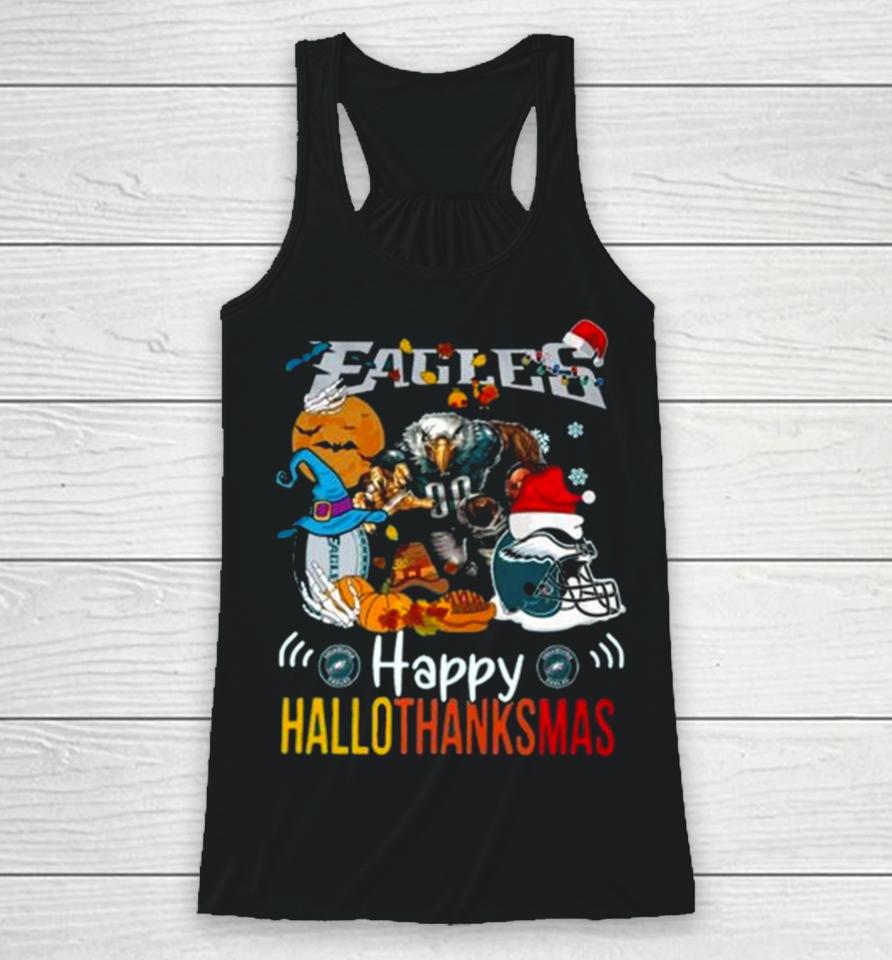 Ncaa Philadelphia Eagles Mascot Happy Hallothanksmas Racerback Tank