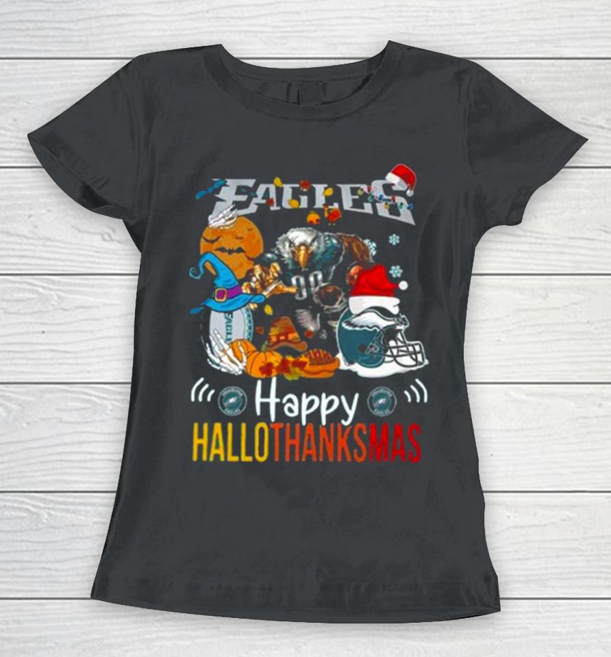 Ncaa Philadelphia Eagles Mascot Happy Hallothanksmas Women T-Shirt