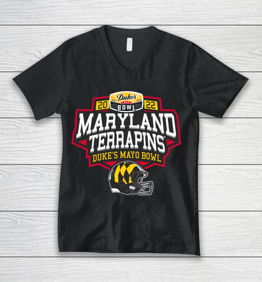 Ncaa Playoff 2022 Duke's Mayo Bowl Maryland Terrapins Unisex V-Neck T-Shirt