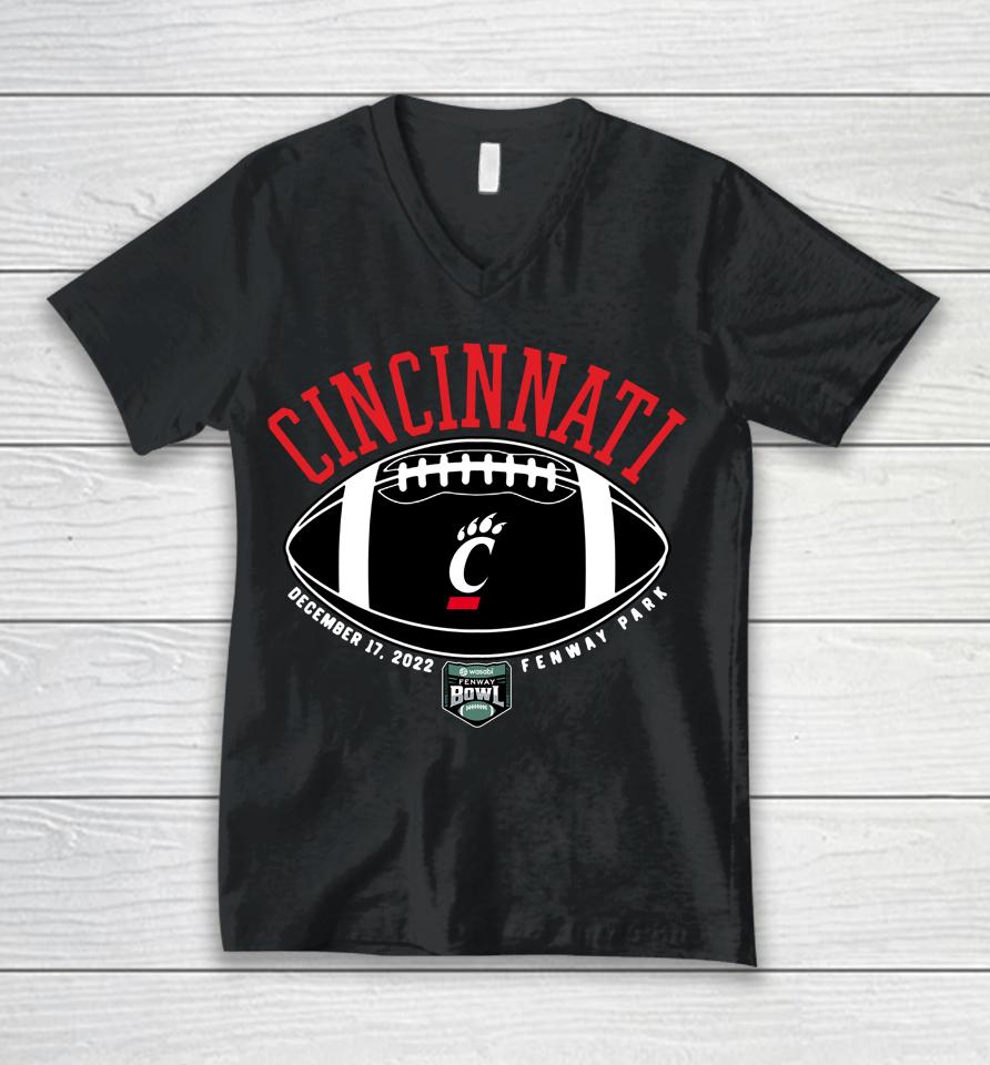 Ncaa Playoff 2022 Fenway Bowl Cincinnati Black Unisex V-Neck T-Shirt