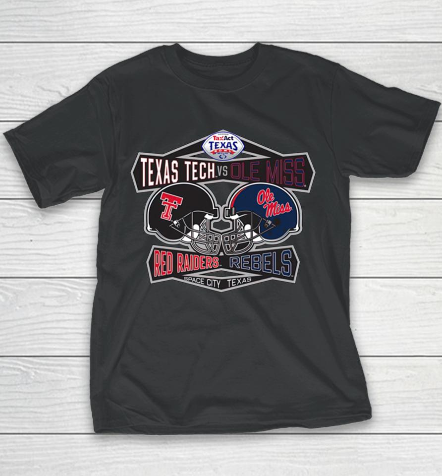 Ncaa Playoff Texas Tech Vs Ole Miss 2022 Texas Bowl Dueling Helmets Youth T-Shirt