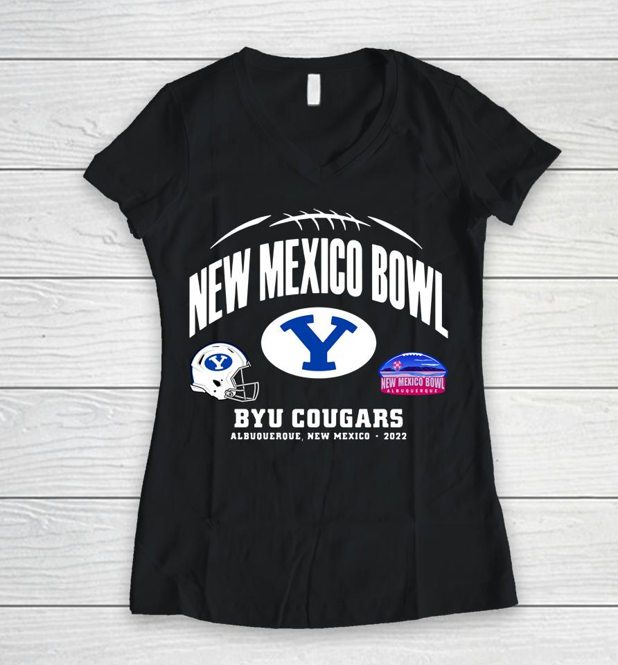 Ncaa Royal Byu Cougars 2022 New Mexico Bowl Women V-Neck T-Shirt