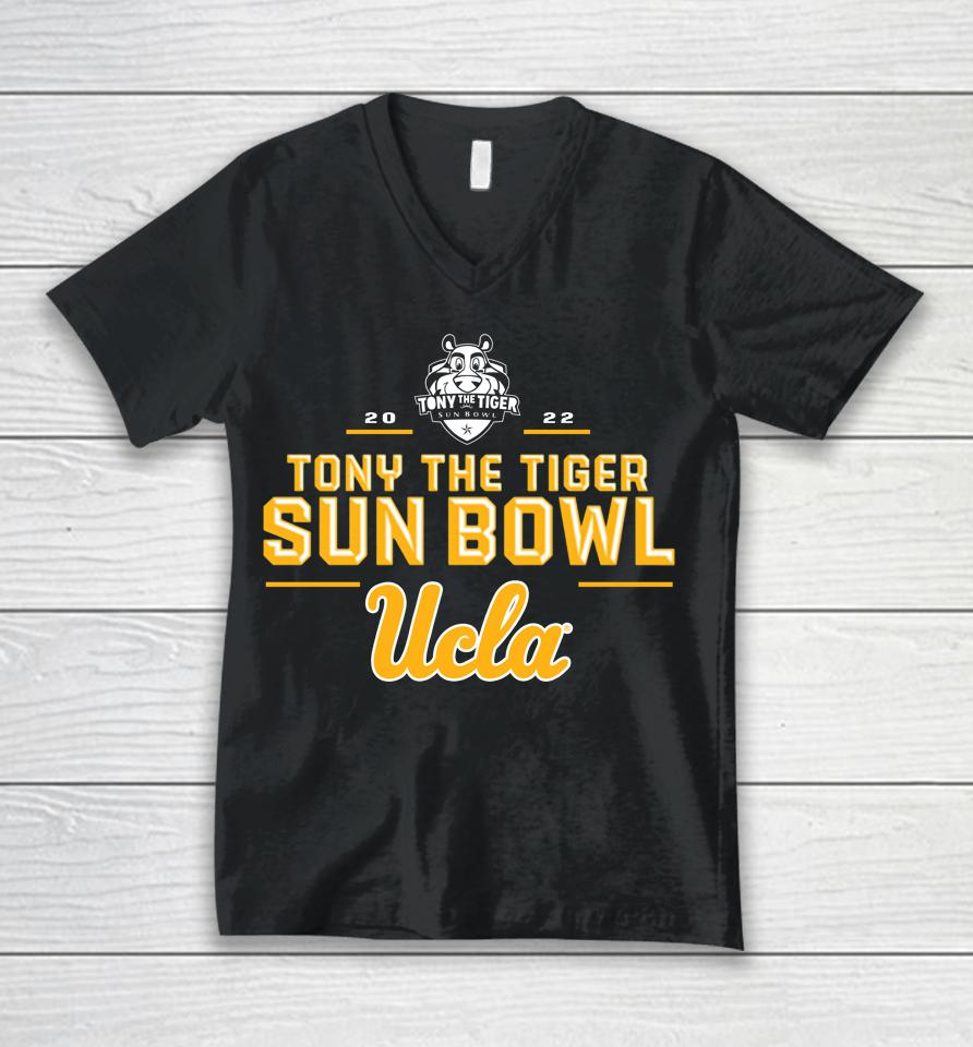 Ncaa Royal Ucla Tony The Tiger Sun Bowl 2022 Unisex V-Neck T-Shirt