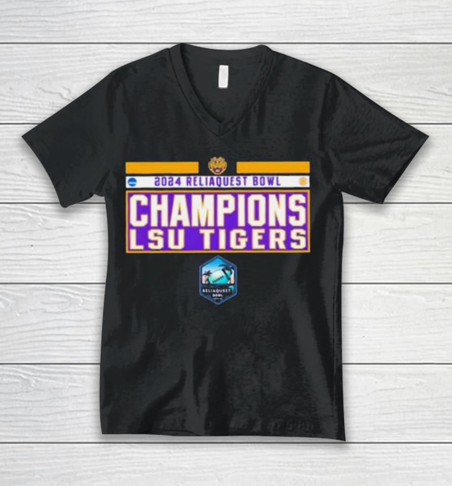 Ncaa Sec Lsu Tiger 2024 Reliaquest Bowl Champions Unisex V-Neck T-Shirt