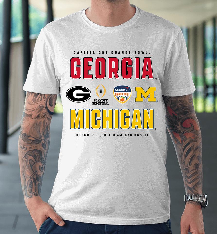 Ncaa Semifinal Orange Bowl Georgia Vs Michigan Head-To-Head Playoff Premium T-Shirt