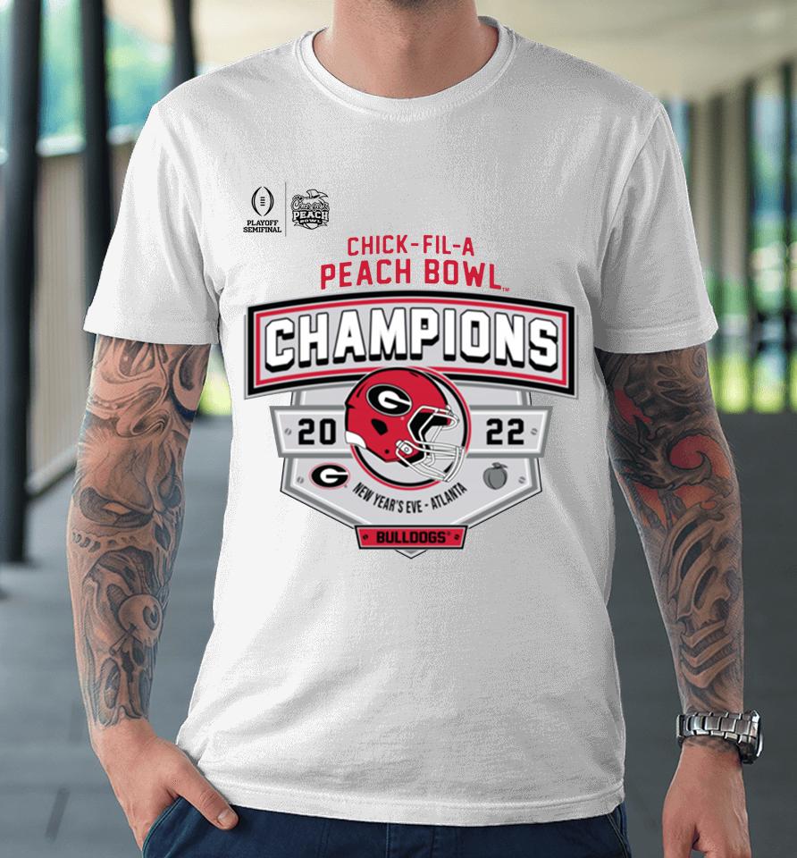 Ncaa Shop Georgia 2022 Chick-Fil-A Peach Bowl Champions New Year Eve Premium T-Shirt