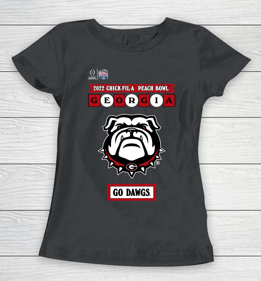 Ncaa Shop Georgia Bulldogs Chick Fil A 2022 Peach Bowl Illustrated Women T-Shirt