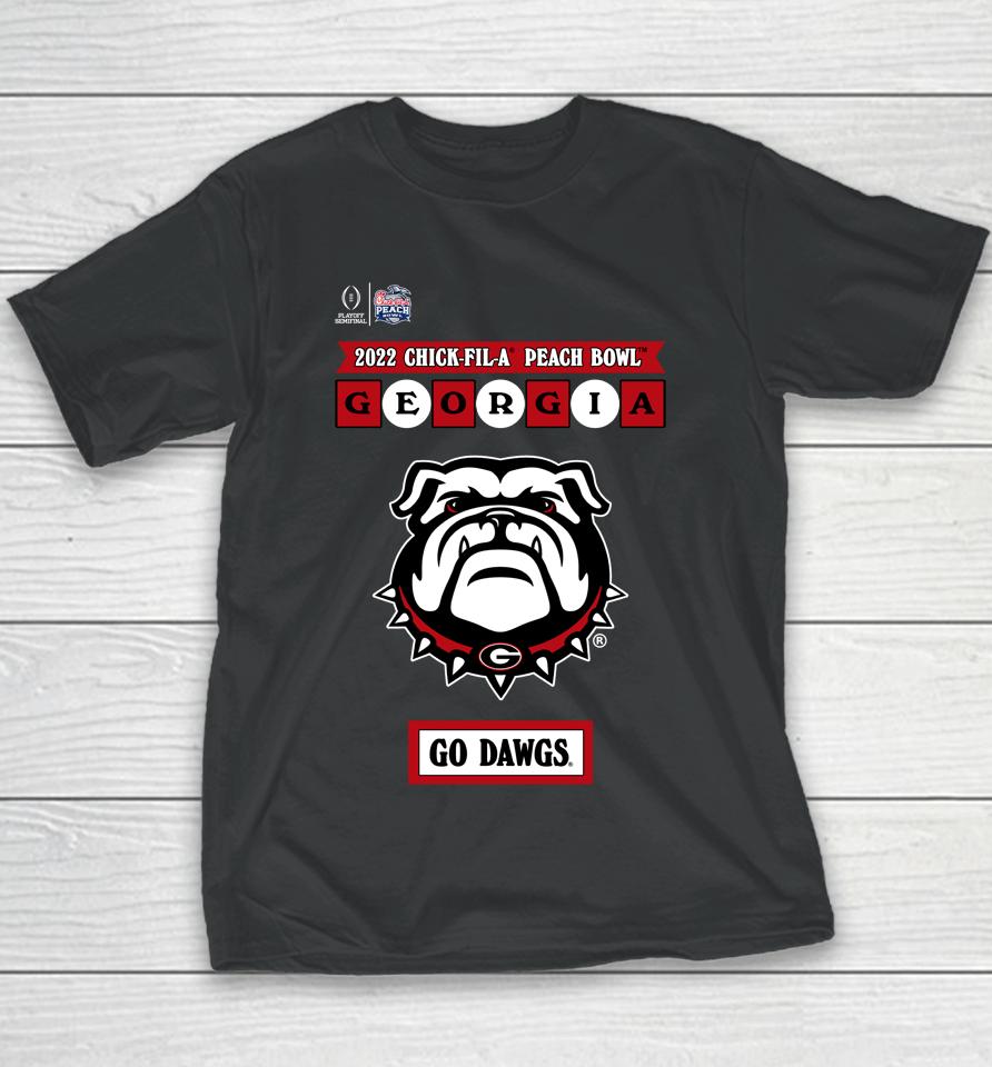 Ncaa Shop Georgia Bulldogs Chick Fil A 2022 Peach Bowl Illustrated Youth T-Shirt