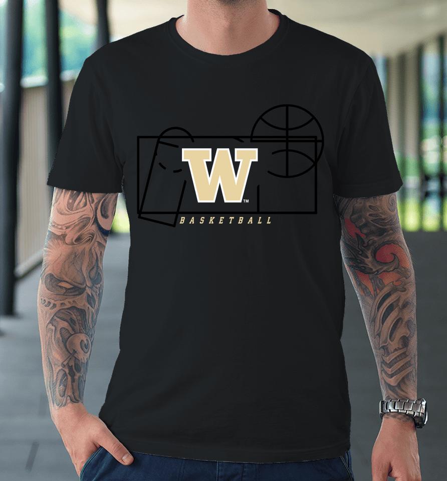 Ncaa Shop Washington Huskies Basketball Court Fresh Premium T-Shirt